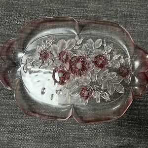 Vintage 80s Mikasa Rosella Pink Glass Large Platter